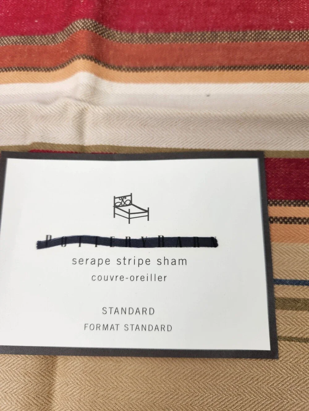 Pottery Barn Serape Linen Blend Standard Sham Set Of 2 French Cottage NOS